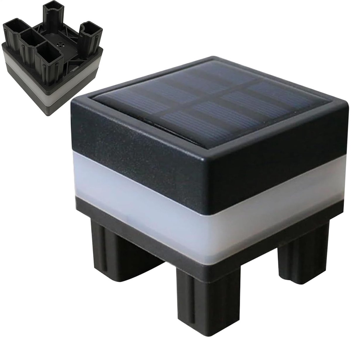 Solidchoice - Solar Paalverlichting voor Buiten 7x7cm - Waterdicht LED Warm & Koel Wit