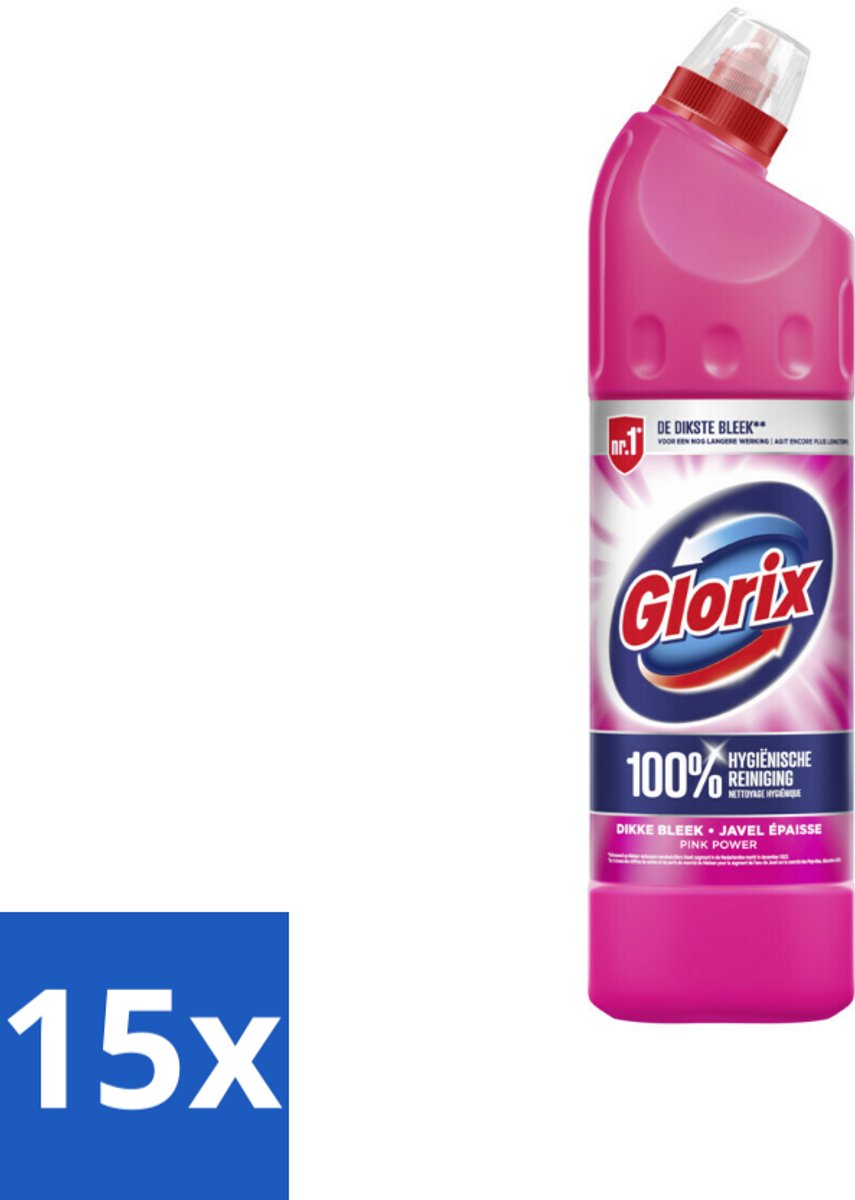 15 x Glorix Bleek Pink Power 750 ml - Bleek - Hygiëne - Toilet - Badkamer - Kalkaanslag