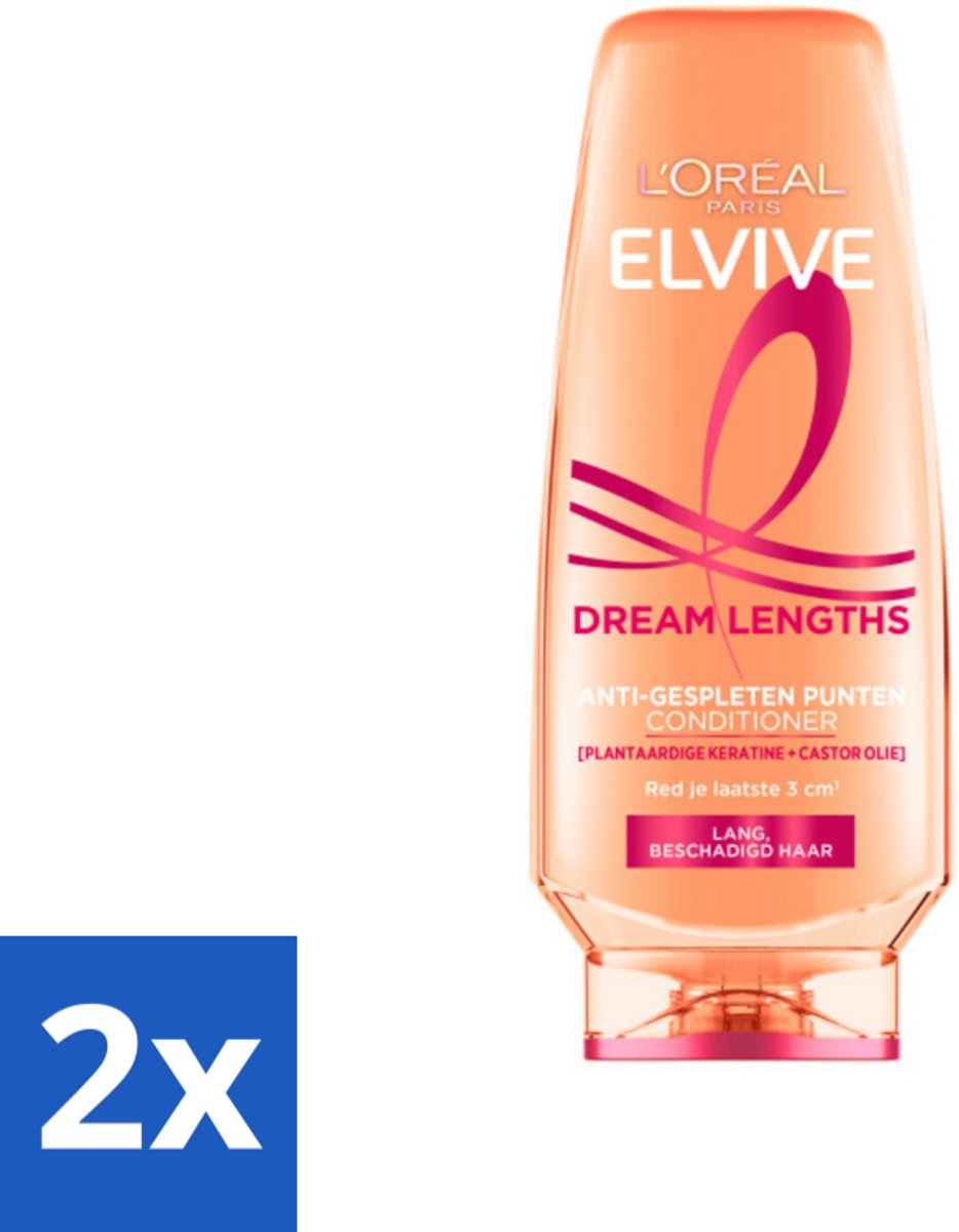 2 x L'Oréal Elvive Dream Lengths Conditioner 200 ml - Lang Haar - Beschadigd Haar - Haar Herstel - Haar Verzorging - Haar Voeding