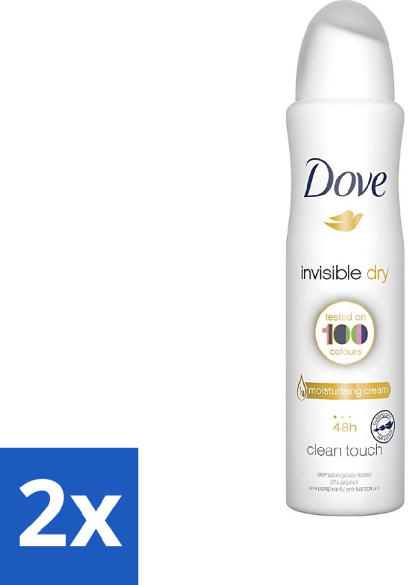 2 x Dove - Deodorant - Invisible Dry - Onzichtbare bescherming - 250 ml - Deodorant Spray - Onzichtbare Deodorant - Vlekkenvrij - Zweet En Geur - Huidbescherming