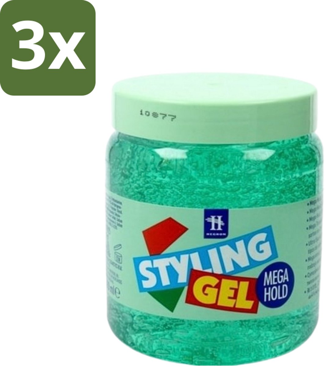 3 x Hegron - Styling Gel - Megahold - Sterke Fixatie - 150 ml - Styling Gel - Haar Fixatie - Megahold Gel - Haartype - Haartype Styling