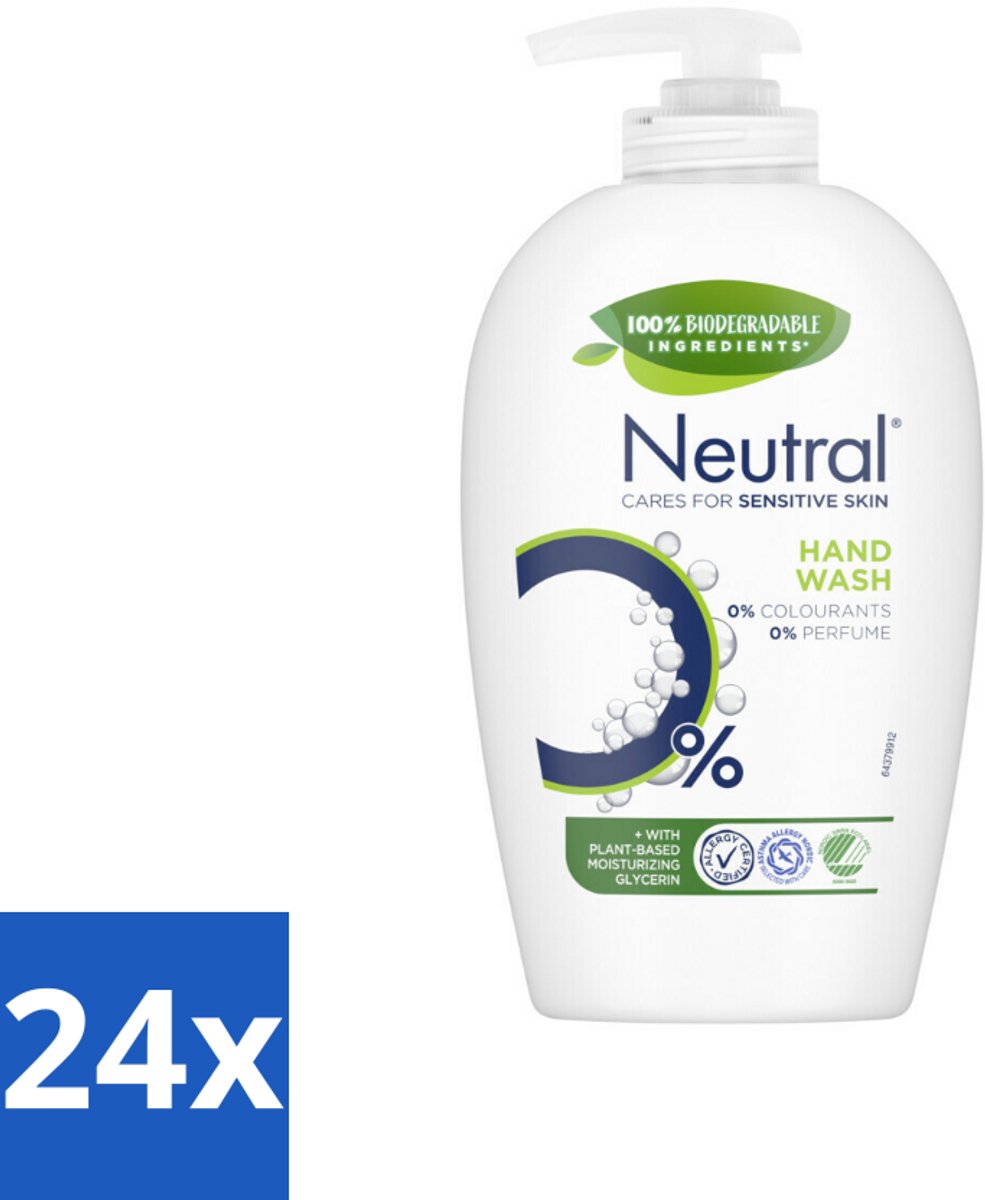 24 x Neutral Vloeibare Handzeep 250 ml - Gevoelige Huid - Handzeep - Vloeibare Handzeep - 0% Parfum - 0% Kleurstof
