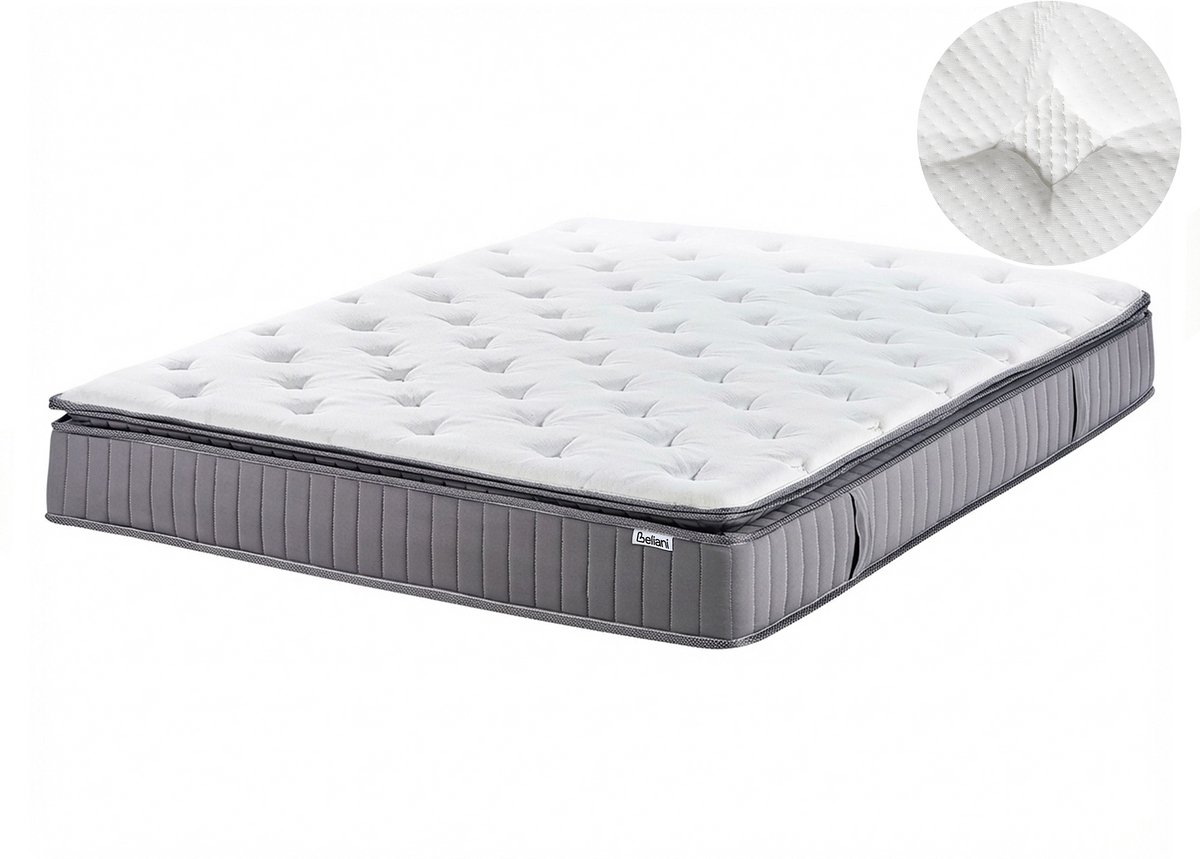 Beliani PLEASANT - Pocketveringmatras hard - Wit - 140 x 200 cm - Traagschuim