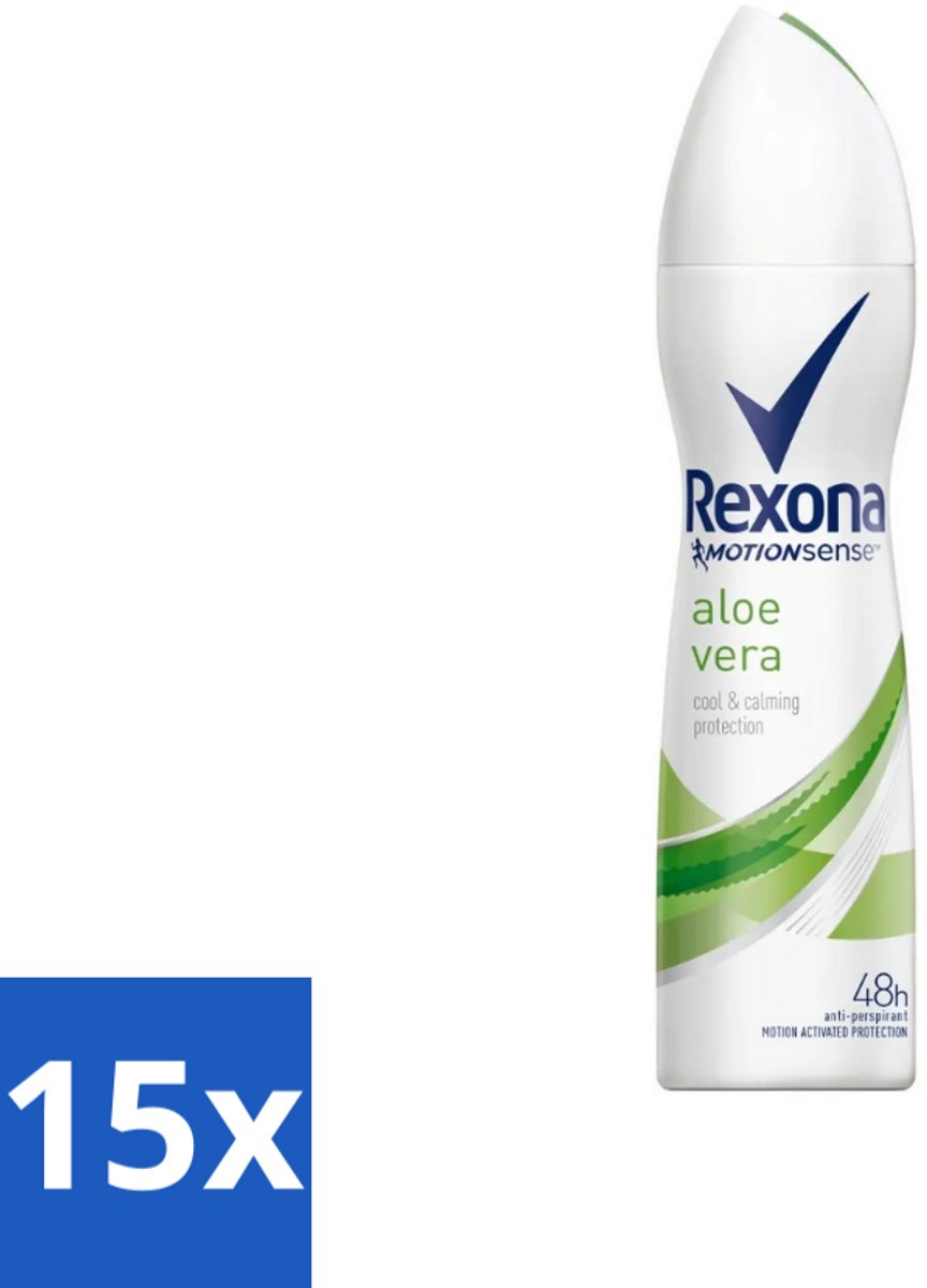15 x Rexona - Fresh Aloe Vera - Deodorant Spray - 150 ml - Deodorant Spray - Aloë Vera - 48 Uur Bescherming - Zweet En Geur - Huid Verzorging