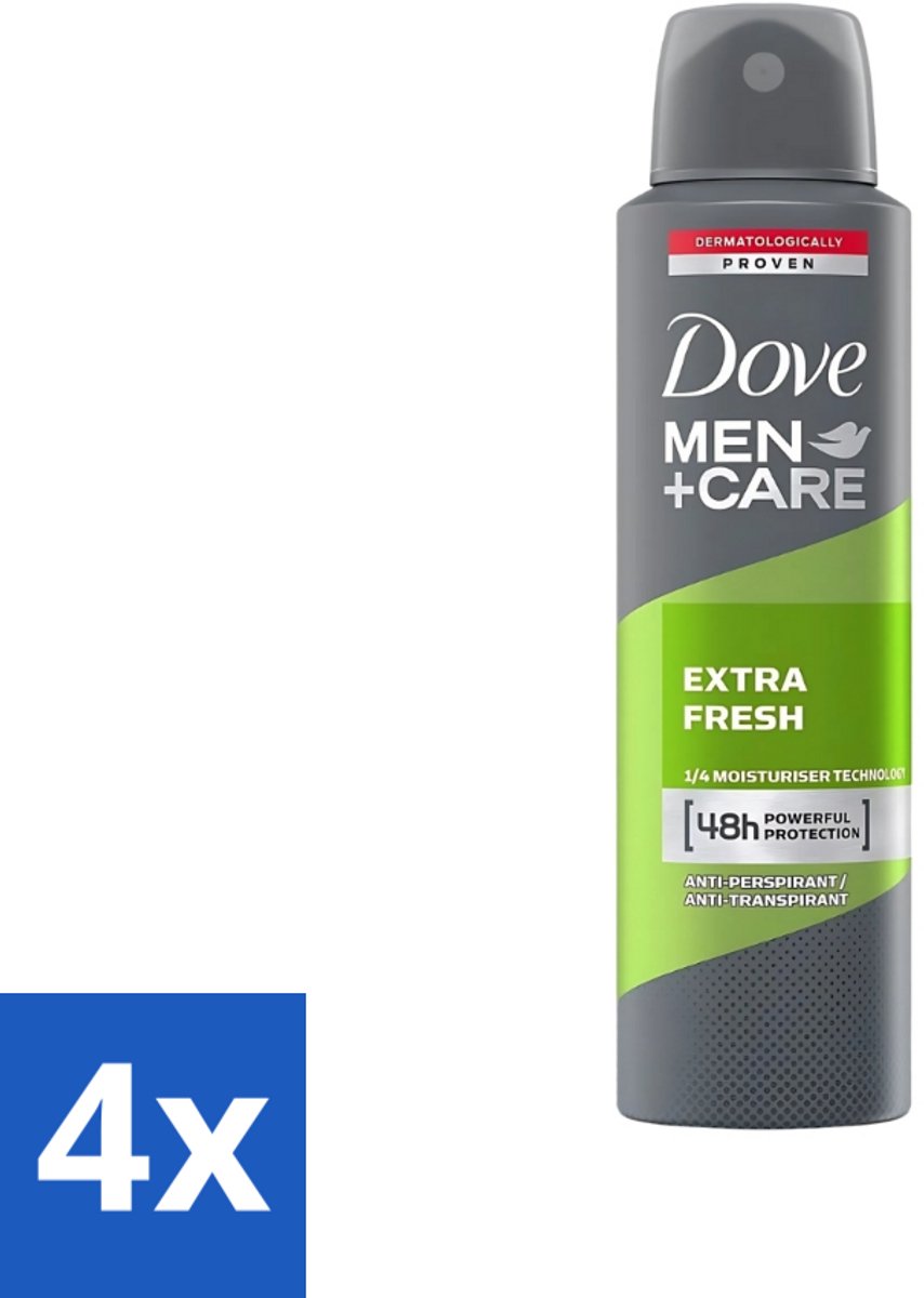 4 x Dove - Deodorant - Men Care Extra Fresh - Verfrissend en energiek - 48 uur bescherming - 250 ml - Dove Men Care Extra Fresh - Deodorant Voor Mannen - 48 Uur Bescherming - Verfrissend Deodorant - Energiek Gevoel