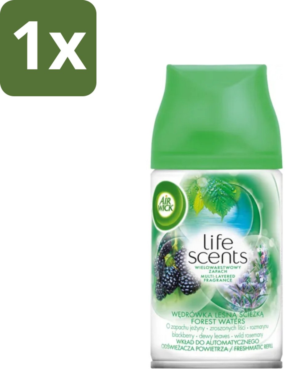 1 x Air Wick - Life Scents - Luchtverfrisser Navulling - Boswateren - Automatische Spray - 250 ml - Boswateren - Natuurlijke Geur - Luchtverfrisser - Geurverspreiding - Automatische Spray