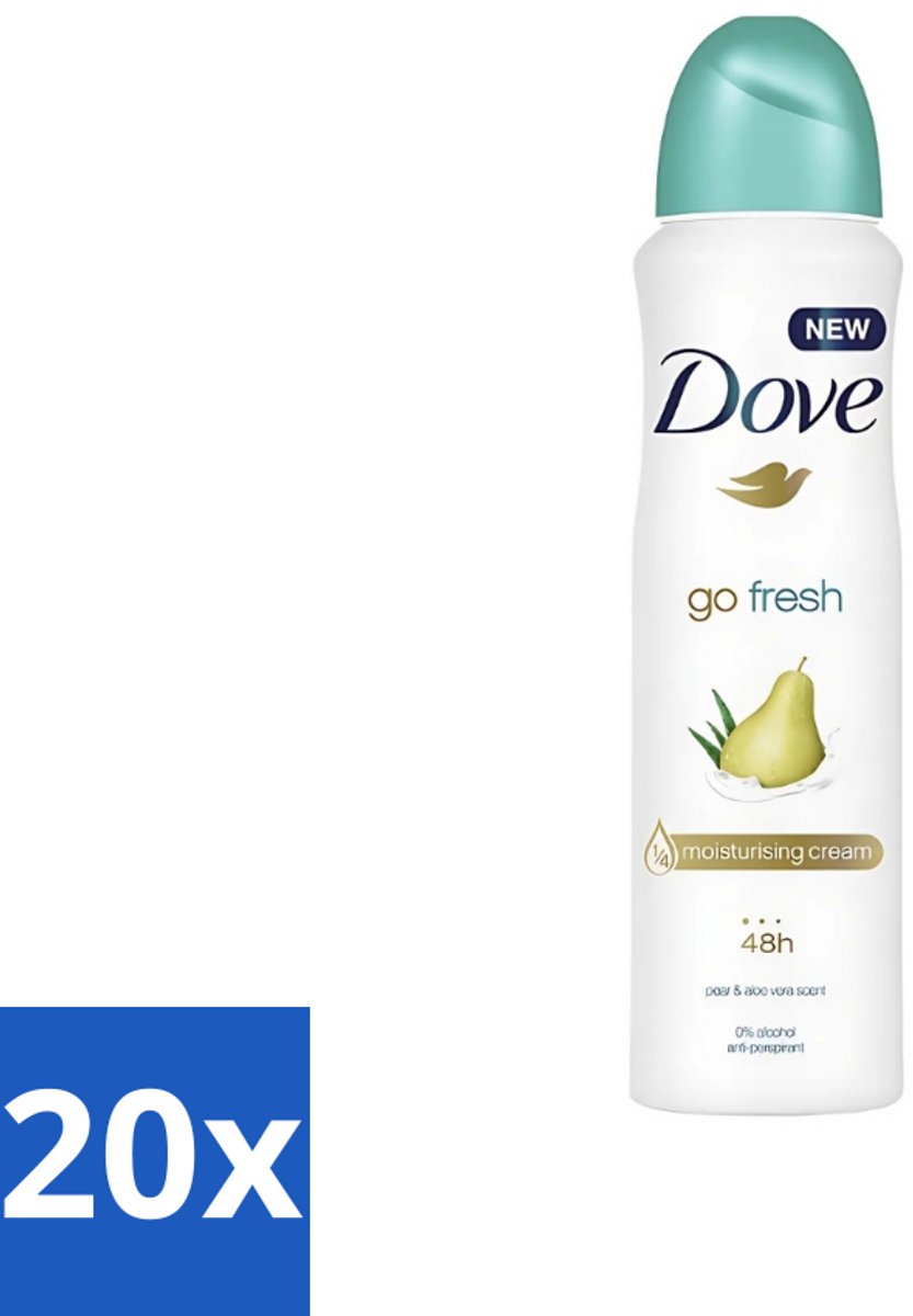 20 x Dove - Deodorant - Spray Go Fresh Pear & Aloe - Frisse en verzorgende geur - 250 ml - Dove Deodorant Spray - Anti-transpirant Spray - Frisse Geur - Peer En Aloë Vera - Oksel Verzorging