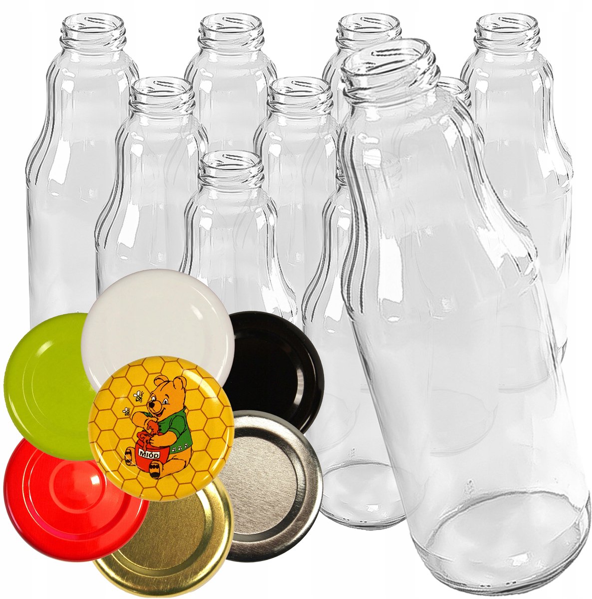 Glazen Fles 1L met Deksel Fi43 - Set van 8 stuks voor Sap