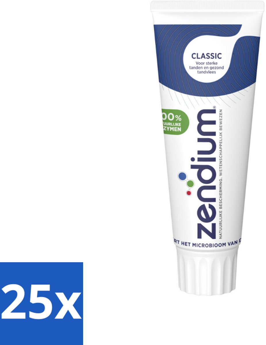 25 x Zendium Tandpasta Classic 75 ml - Tandpasta - Natuurlijke Enzymen - Gezond Microbioom - Fluoride - Gevoelige Mond