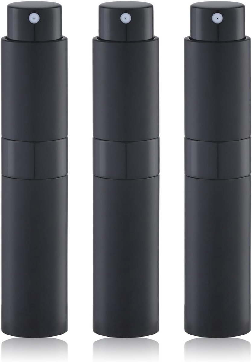 10ml Perfume Atomizer (3 stuks), Herbruikbare Cologne Travel Spray Flesjes, Draagbare Verstuiver in Zwart voor Reizen en Dagelijks Gebruik