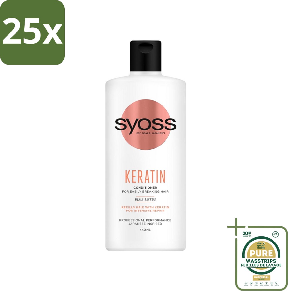 25 x Syoss Keratin Conditioner - Crèmespoeling - Keratine - 440 ml - Grootverpakking - Herstel Haar - Krachtig Haar - Beschadigd Haar - Keratine Conditioner - Crèmespoeling