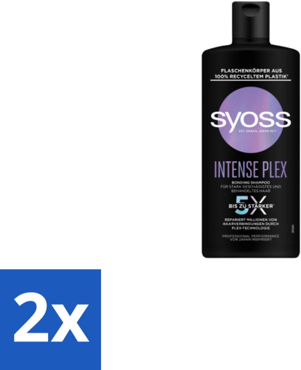 2 x Syoss – Shampoo – Intense Plex – 440 ml - Haarversterking - Haarherstel - Keratine Shampoo - Beschadigd Haar - Chemisch Behandeld Haar