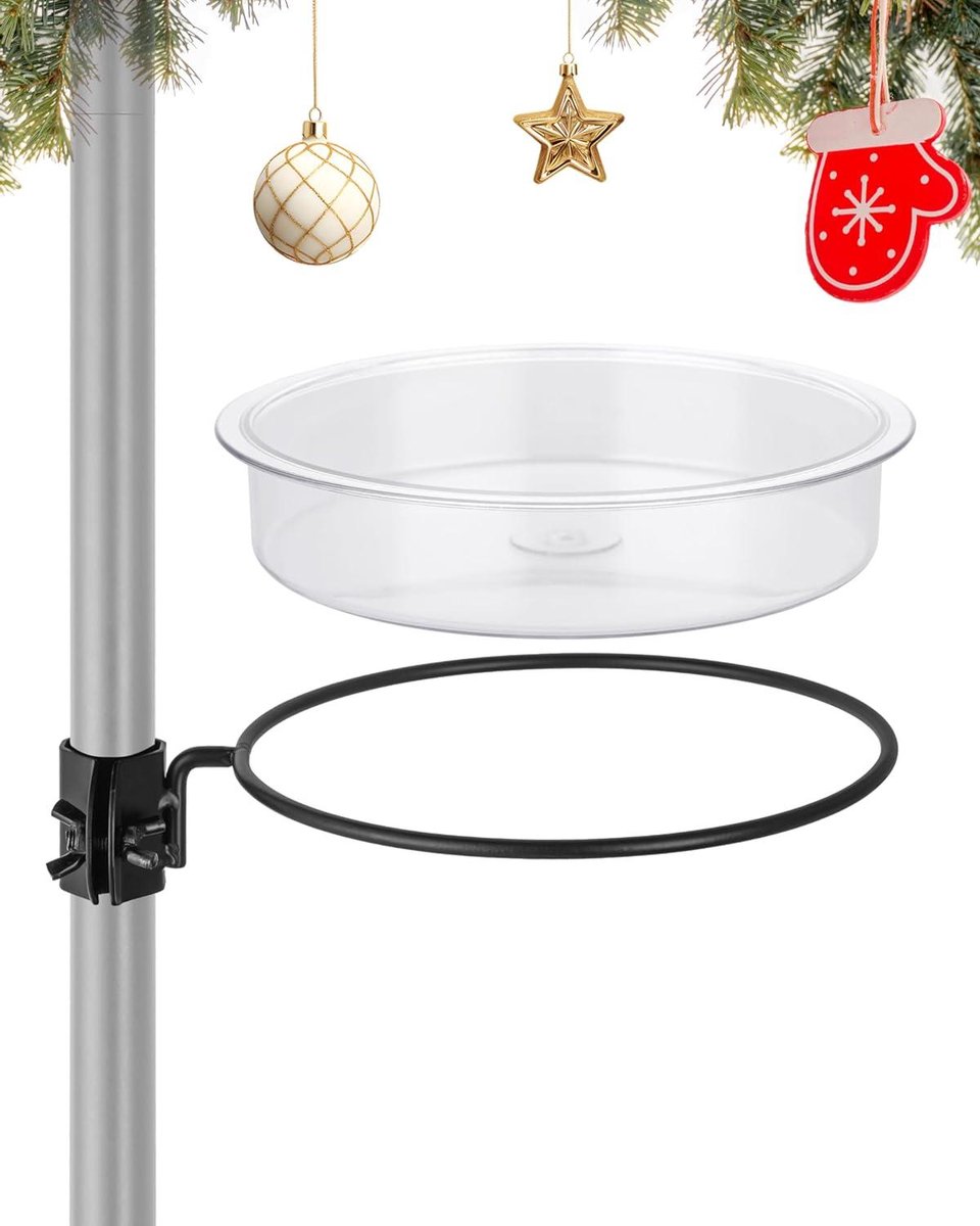 Vogelvoederbak Accessoire - Waterbak Ring - Vogels Voeren - Verstelbare Klem - Geschikt voor 1 inch Paal - Transparant