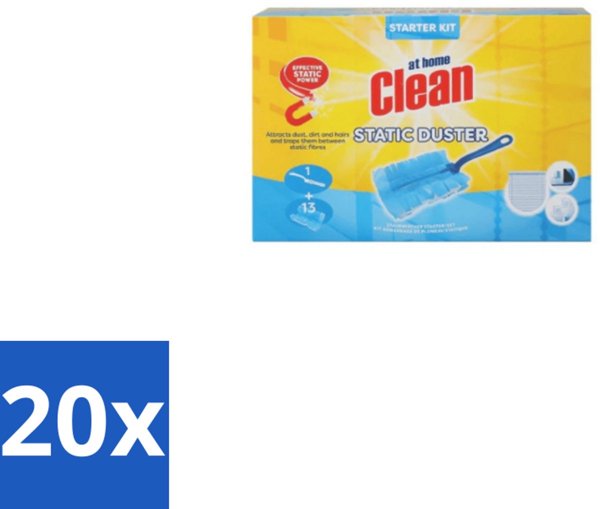 20 x At Home Clean Duster Starter Set 13 Navullingen - Stofwisser - Stof Verwijderen - Elektrostatische Doekjes - Hygiëne - Allergie