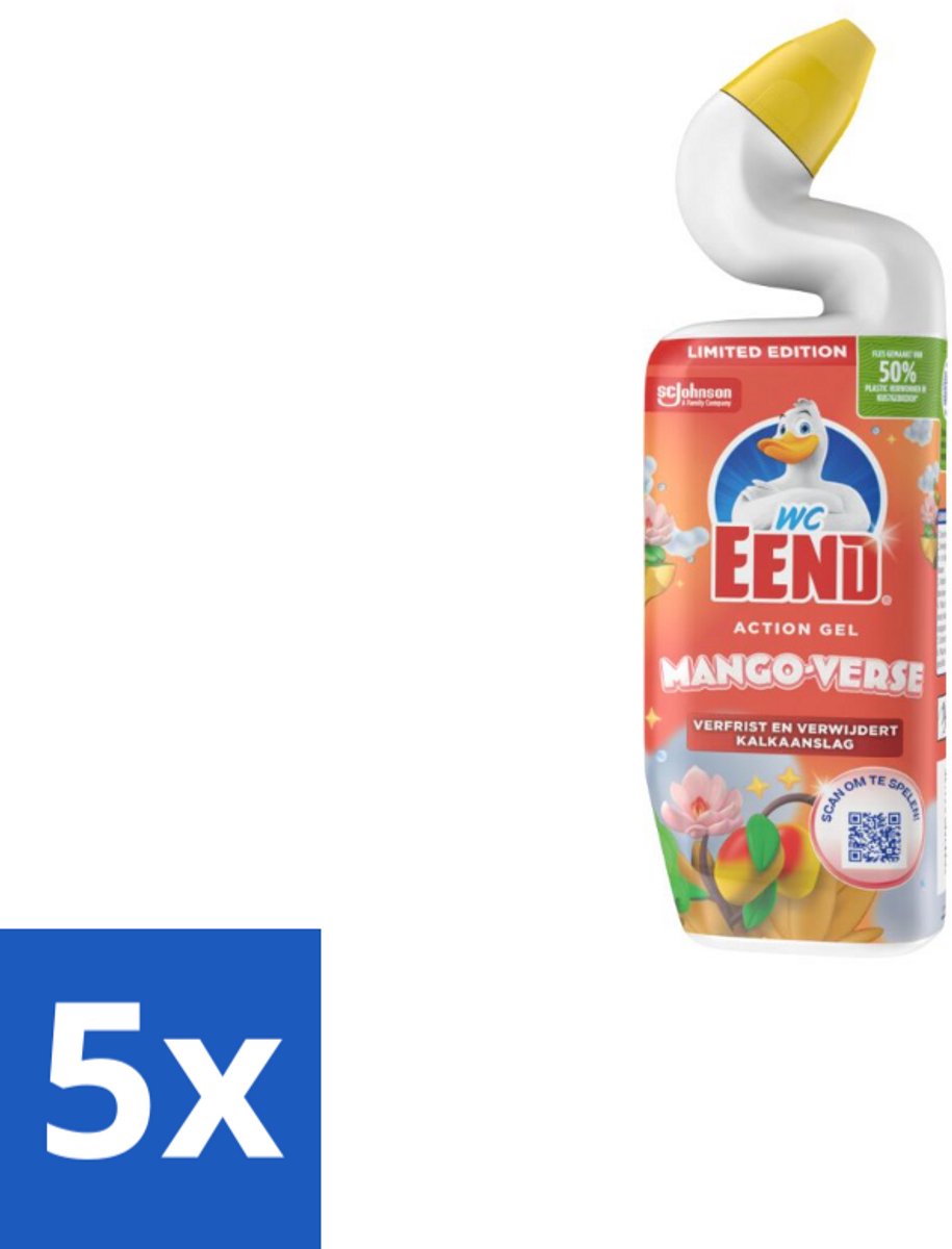 5 x WC Eend Toiletreiniger Action Gel Mango Verse 750 ml - Toiletreiniger - Toilet Reinigen - Kalkaanslag Verwijderen - Toilet Reiniging - Toilet Hygiëne