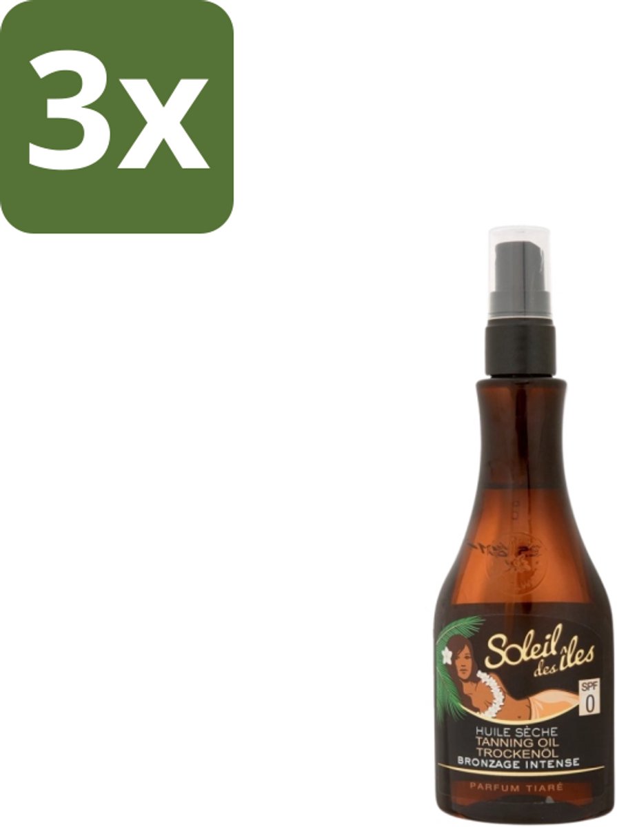 3 x Soleil des Îles – Zonneolie – Monoï de Tahiti Snelle Bruining – 150 ml - Tanning Olie - Bruiningsolie - Monoï Tahiti - Zonbruin - Intens Bruin