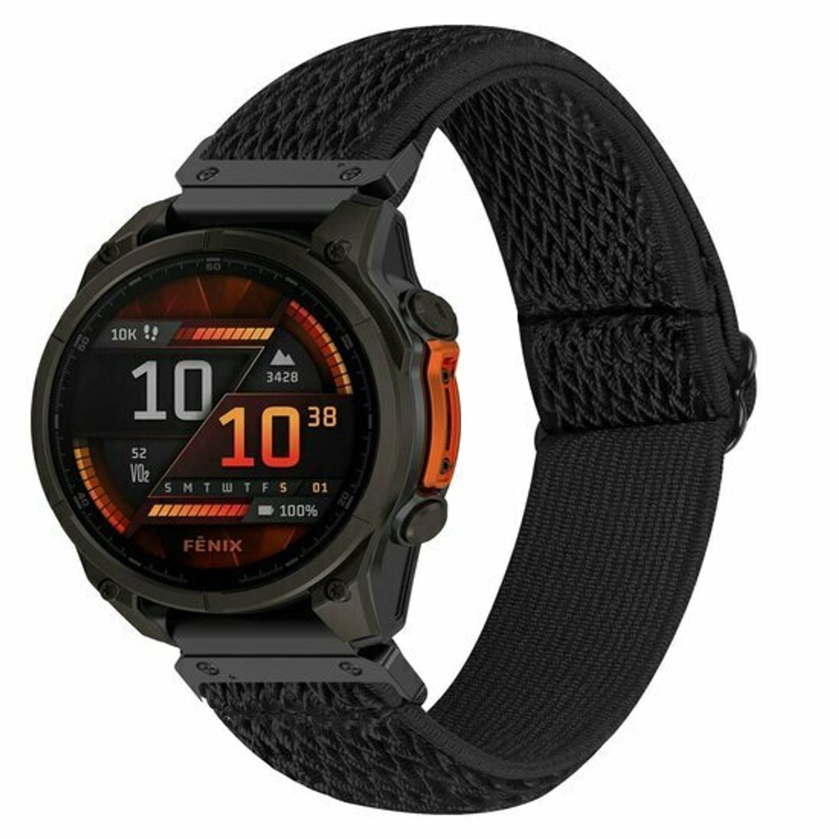 By Qubix - Geschikt voor Garmin bandje - 20mm Quickfit - Elastische Solo Loop nylon bandje - Zwart - Geschikt voor Garmin Fenix 9 / 9 pro - 43mm