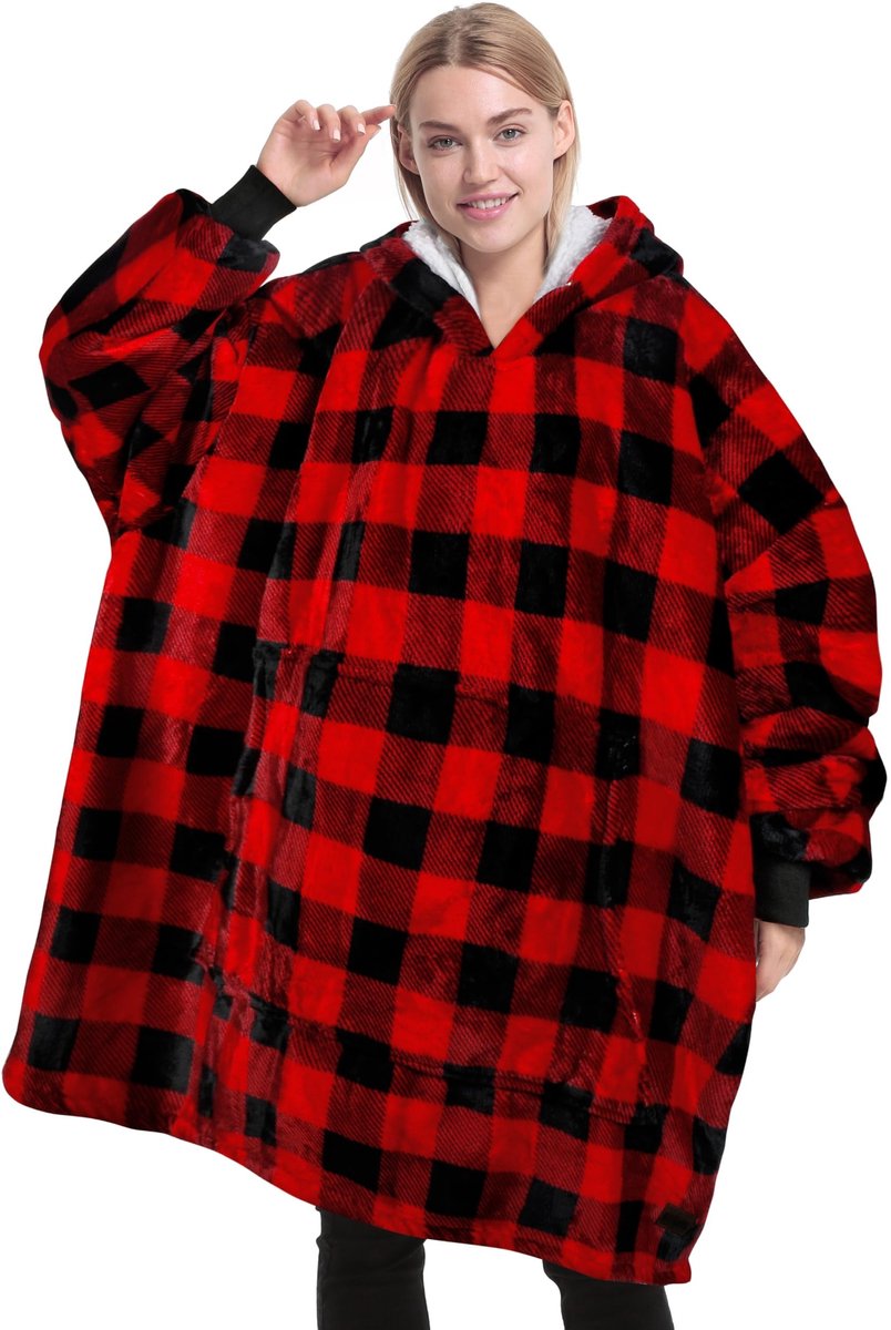 Elzusha - Oversized Sherpa Hoodie Deken met Voorzak