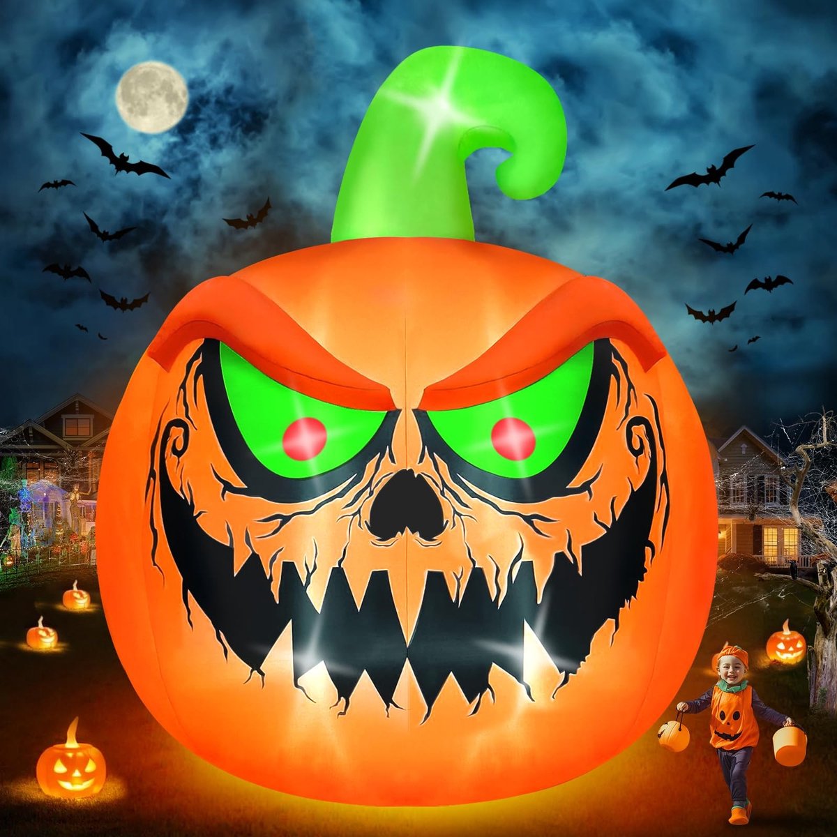 Elzusha - 15FT Opblaasbare Halloween Pompoen voor Tuin en Feestdecoratie
