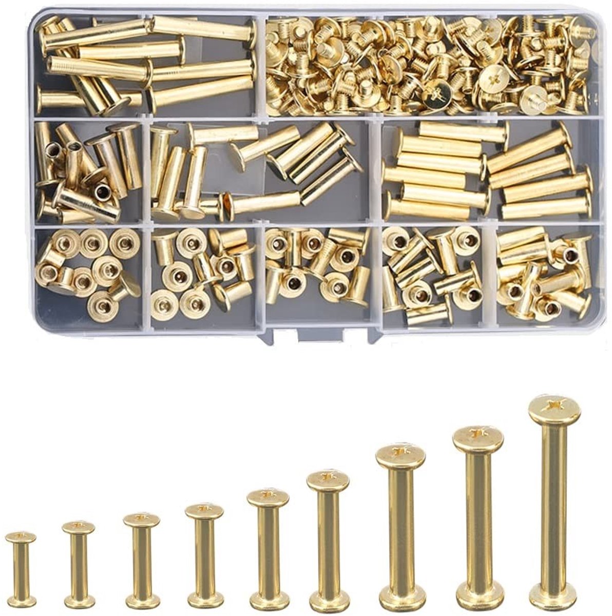Elzusha - 90 Paar Bindschroefkit - Messing Geplateerde Chicago Schroeven