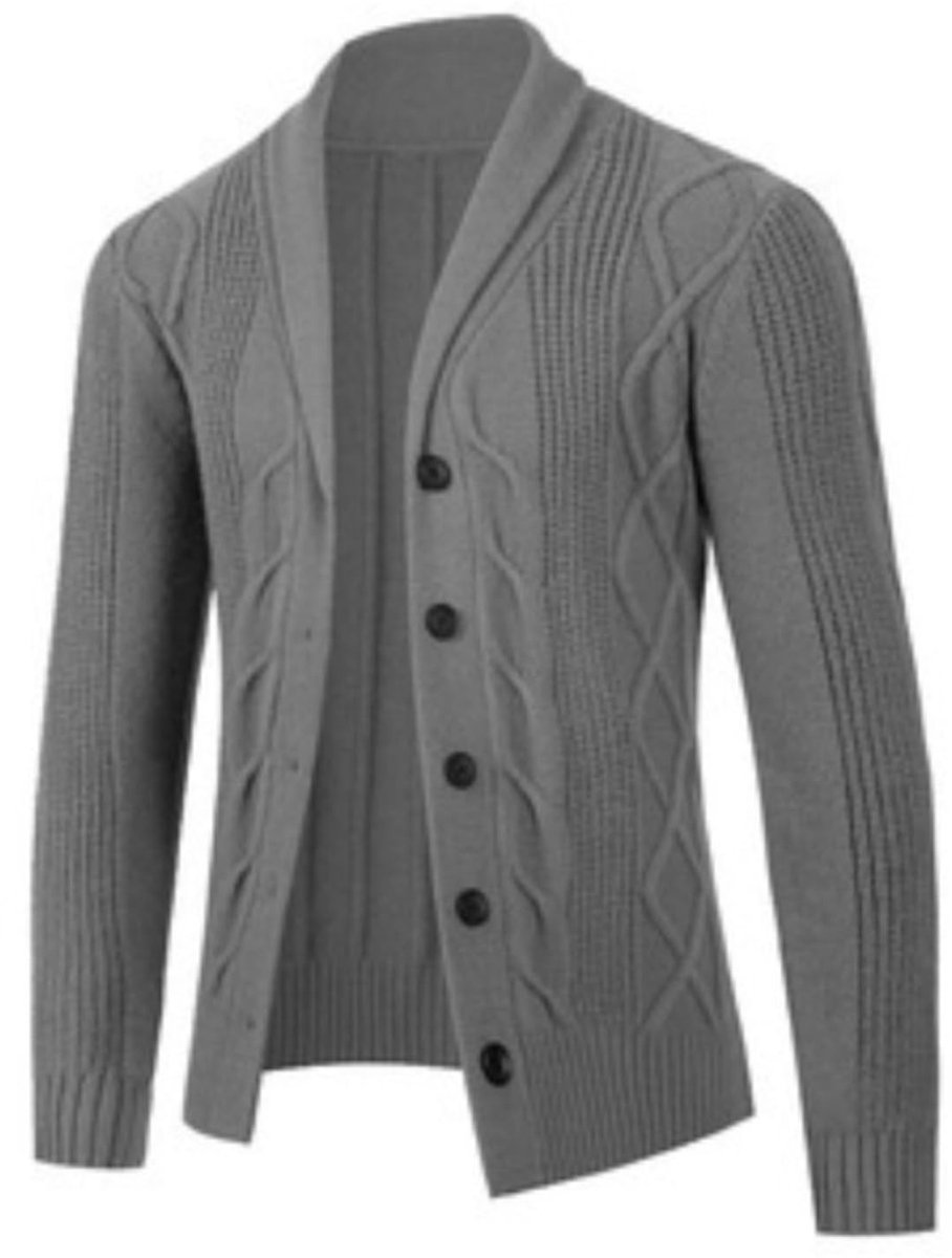 Elzusha - Gebreide Sjaal Kraag Casual Dikke Vest voor Heren