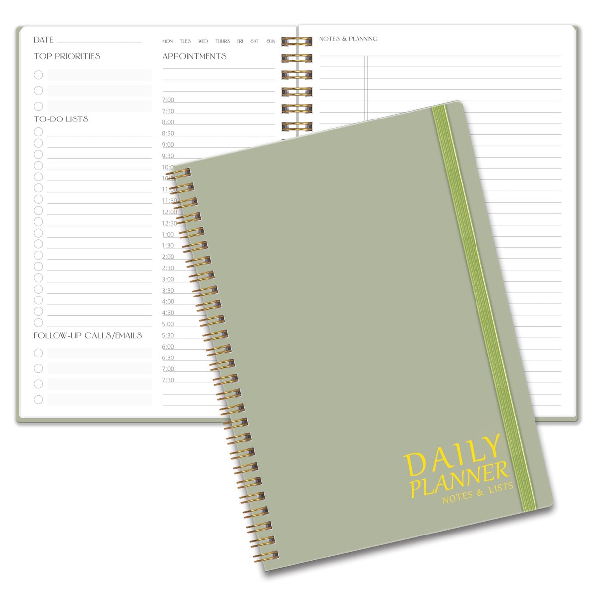 Elzusha- Dagelijkse Planner - Ongedateerd - Takenlijst - Notitieboek - A5-agenda - 15 x 21,8 cm - Efficiënte planning
