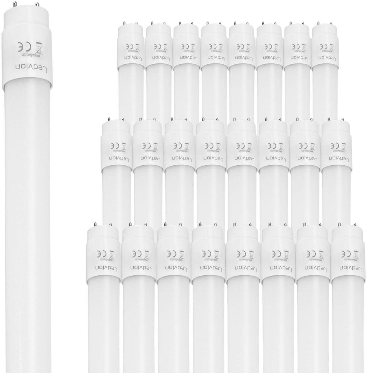 Ledvion - 25X LED Tube - 150CM - 15W - Neon - 4000K - 2400L - Wit - Plafond & Homogeen Licht