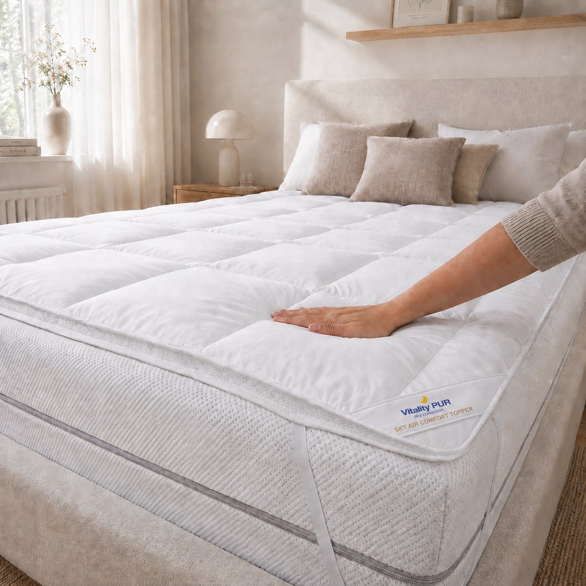 Vitality Pur SKY Air Comfort Topper - Zachte Matrastopper - Polyester - 90x200cm wit