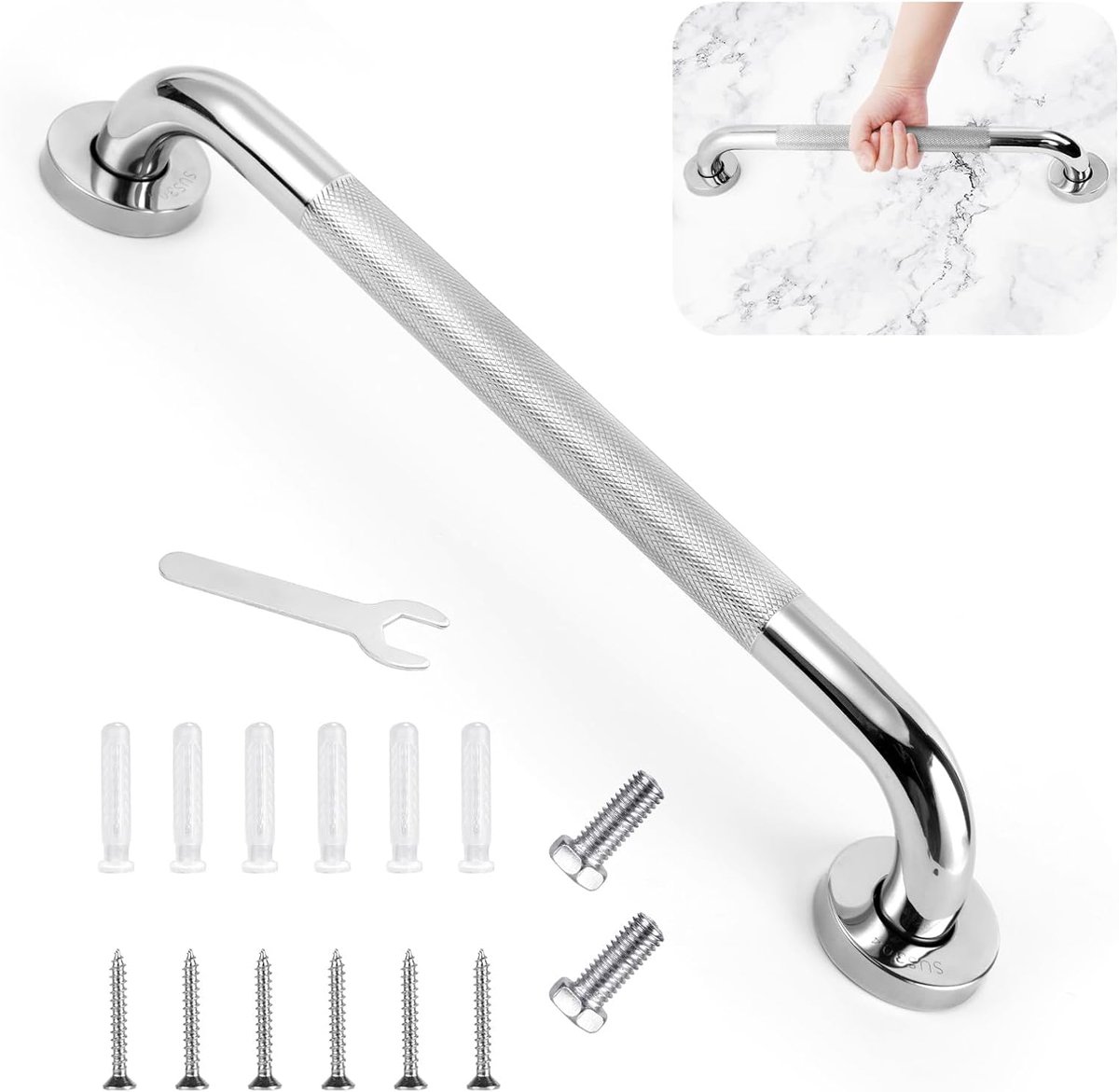 ACWOO Handgreep voor badkamer, douchegrepen, 304 roestvrij staal, antislip, draagbaar, afneembaar, voor ouderen - ShopVlot