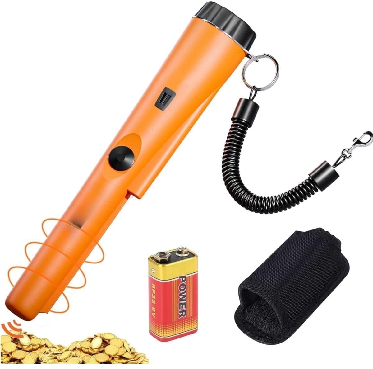 Klarven® Pinpointer Metaaldetector - Oranje - Akoestisch Signaal En Trilalarm - Nauwkeurig Vondsten Opsporen - Compact En Lichtgewicht - L 23 x B 4 x H 4 cm