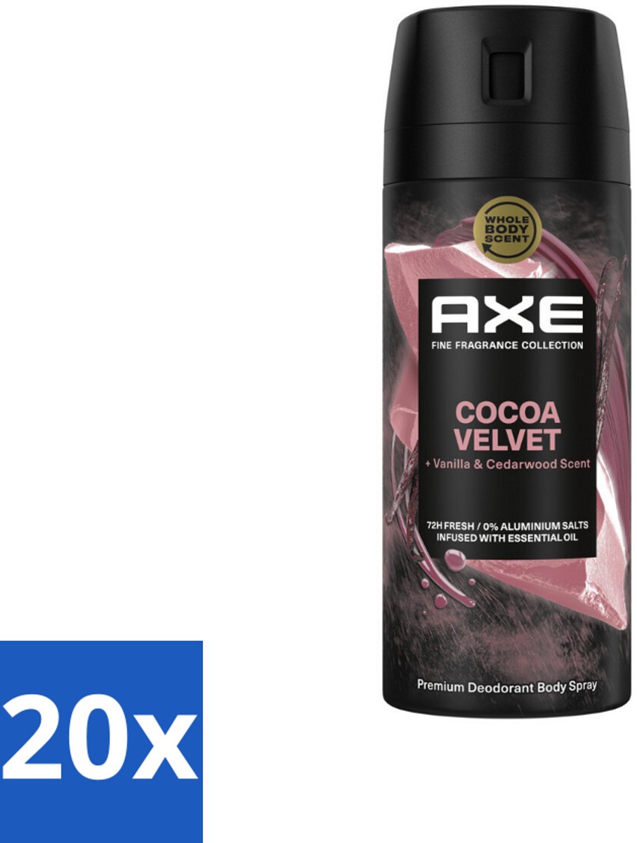 Axe – Deodorant – Cocoa Velvet – 150 ml - Bulkverpakking - 20 stuks