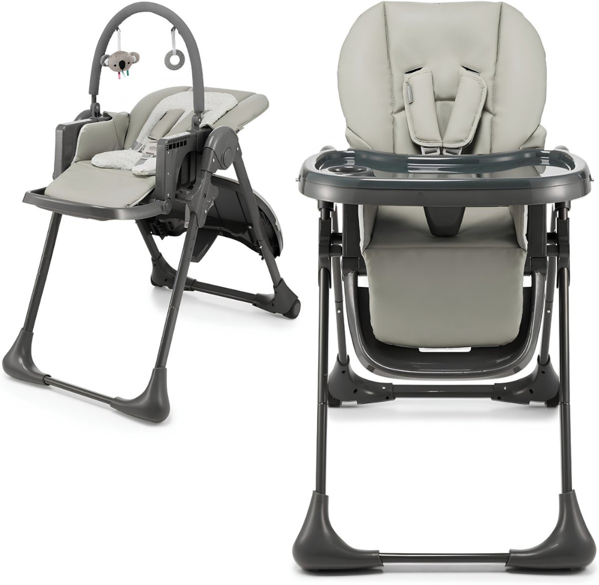 Ploutos® Kinderstoel - 2-in-1 - Kinderstoel Inklapbaar - Vouwstoel - Grijs - 85cm x 56cm x 101cm