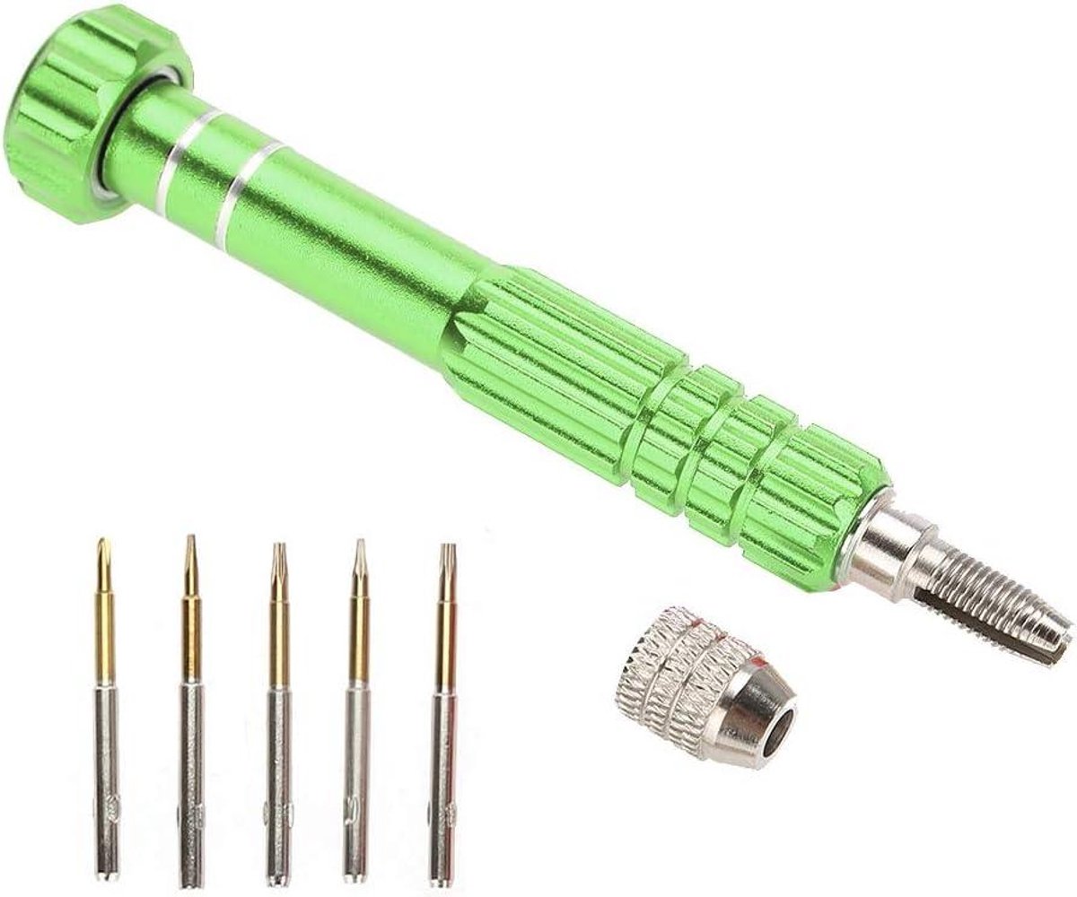 Precisie Schroevendraaier Set - Reparatie Tool Kit - Kleine Reparatie - Chroom-Vanadium Staal - 5 Bits - Groen