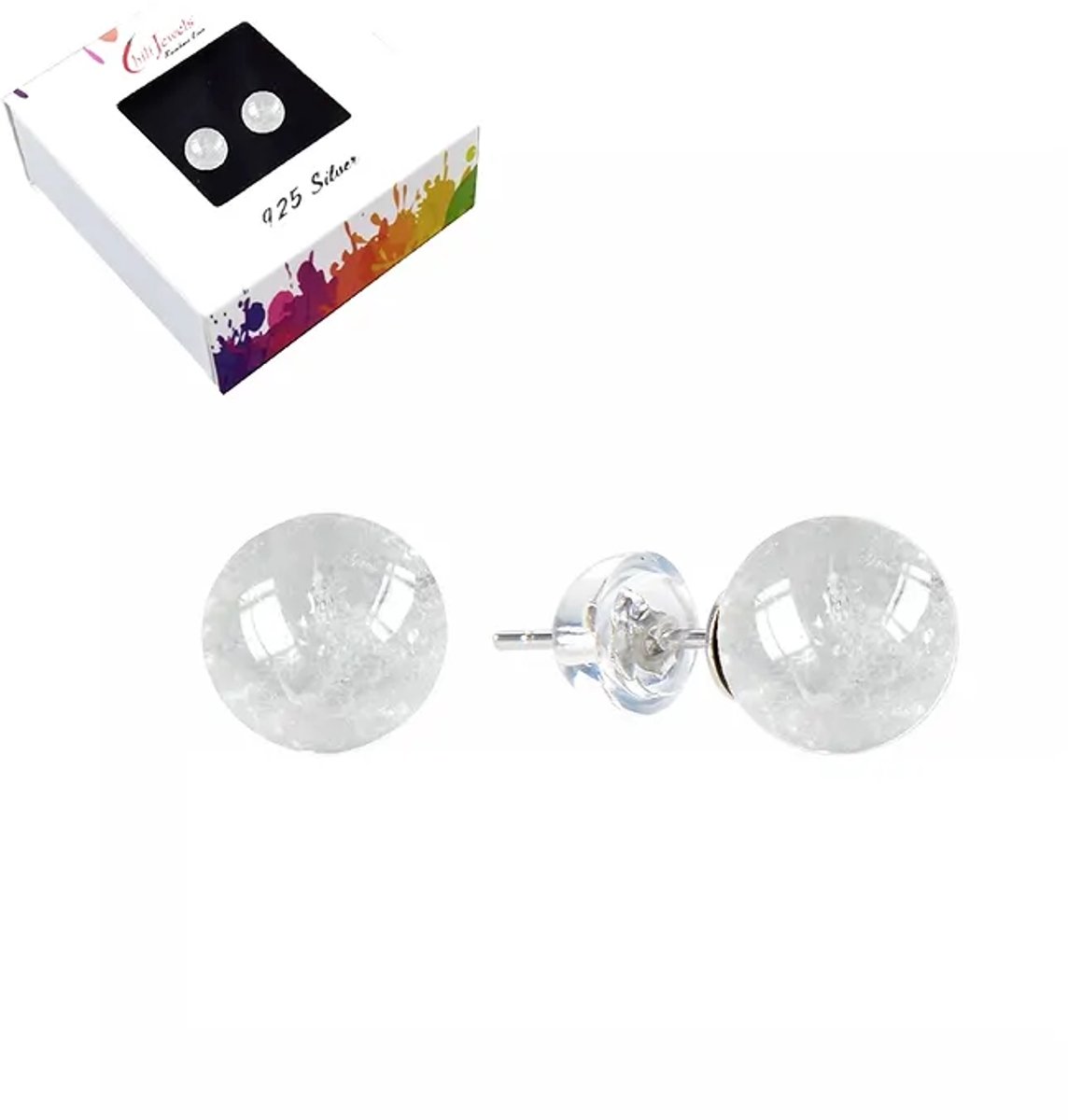 Oorbellen Bergkristal 8 mm