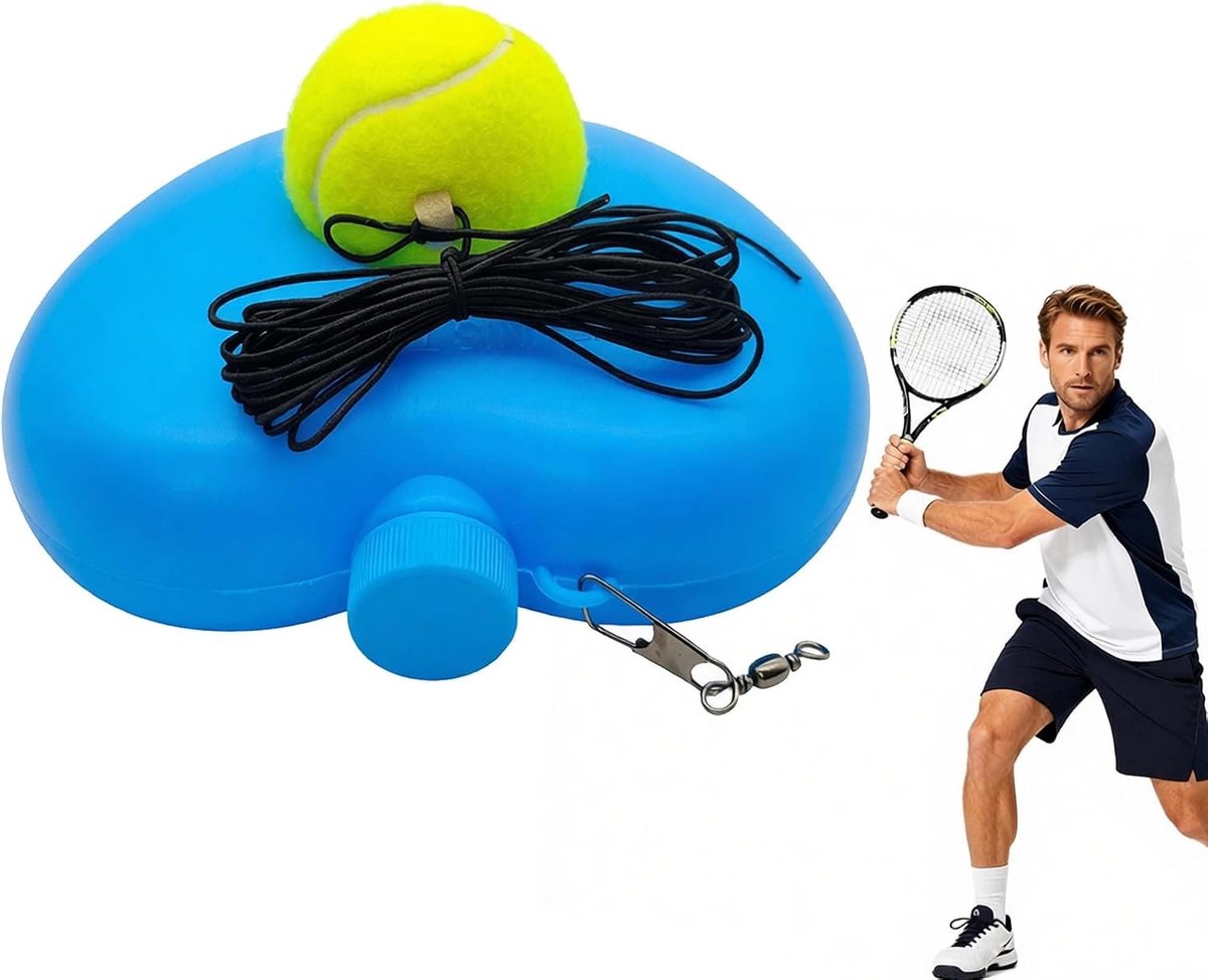Tennis Trainingshulpmiddel met 1 Tennisbal, Ideaal voor Solo Oefeningen in Tuin, Park of Tennisbaan, Verbeter je Slagtechniek en Reactiesnelheid