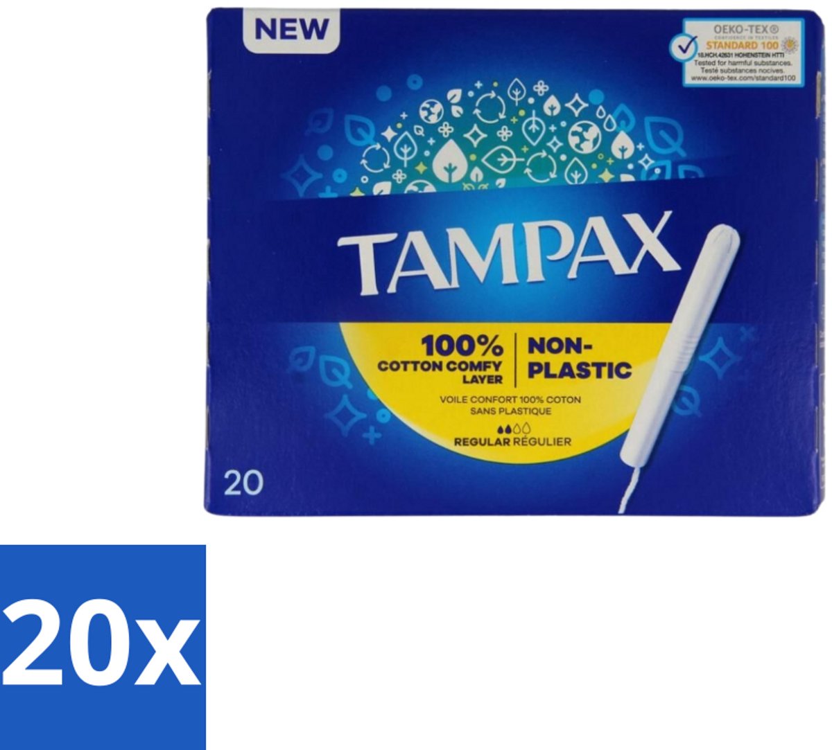 Tampax – Tampons – Regular – Kartonnen inbrenghuls - Bulkverpakking - 20 stuks