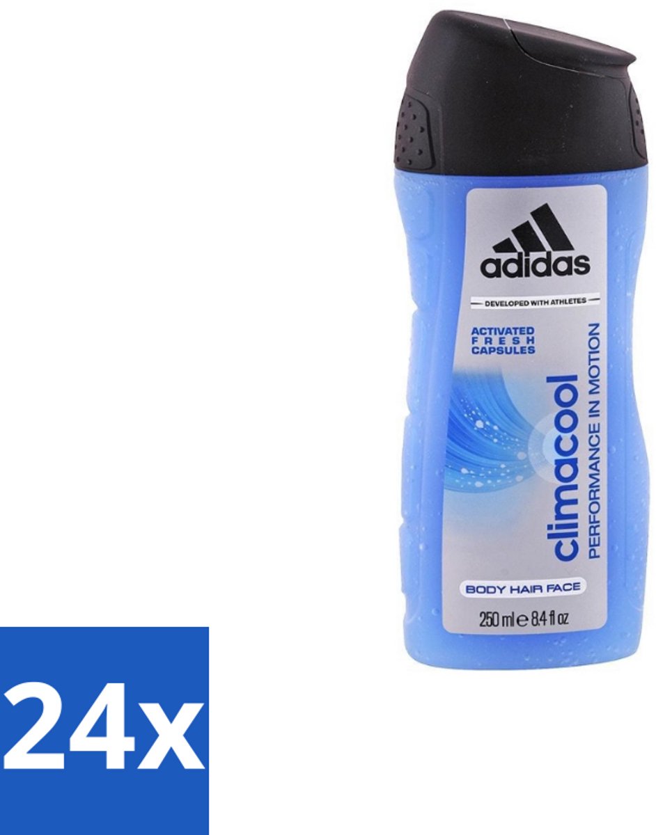 24 x Adidas – Douchegel – Climacool Men – 250 ml - Douchegel - Frisheid - Sportgeur - Actieve Frisheid - Bewegingssensor