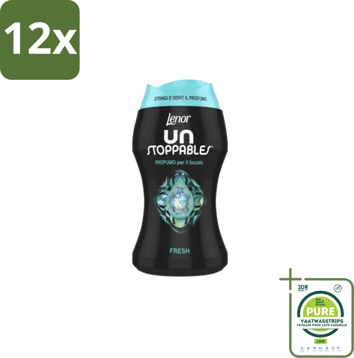 Lenor Unstoppables – Geurbooster – Fresh - 10 Wasbeurten - 140 g - Voordeelverpakking - 12 stuks - Geurbooster was - Frisheid was