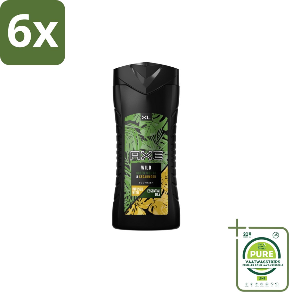 AXE - Douchegel - Wild - 400 ml - Voordeelverpakking - 6 stuks - Douchegel - Frisheid