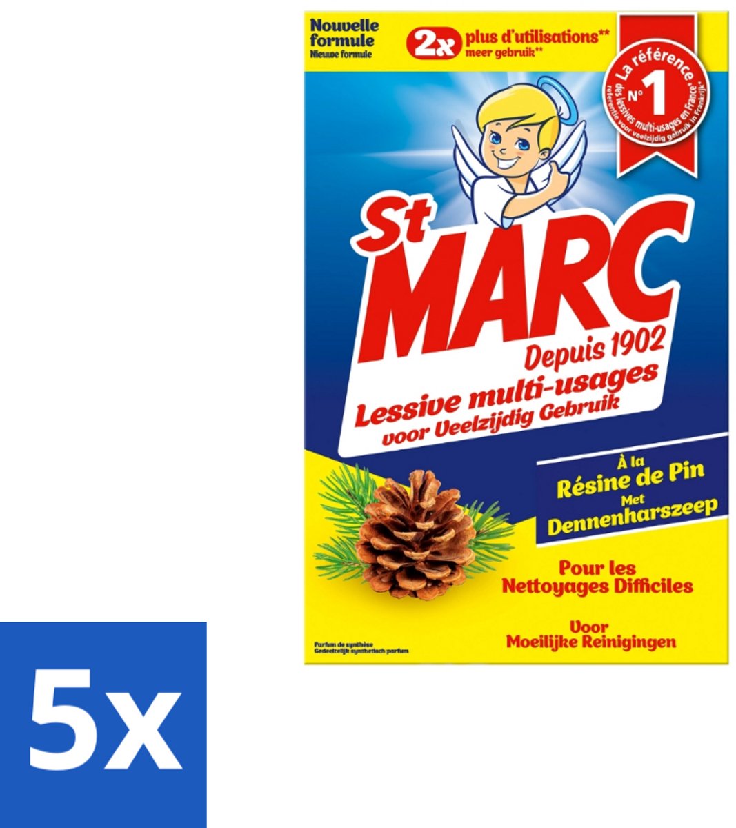 St. Marc – Wasmiddel – Multifunctioneel Dennenhars – 1,4 kg - Bulkverpakking - 5 stuks