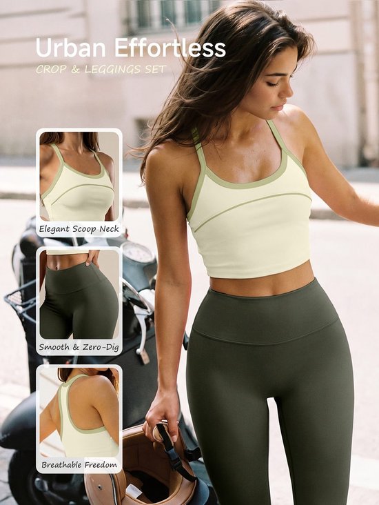 Currero Pilates Pak Dames - Yoga - Buttshaper - Gym - Fitness - Butt Lift - Bil Vergrotend - Heup Liftend - Yogakleding - Grijs + Groen XS — afbeelding 2