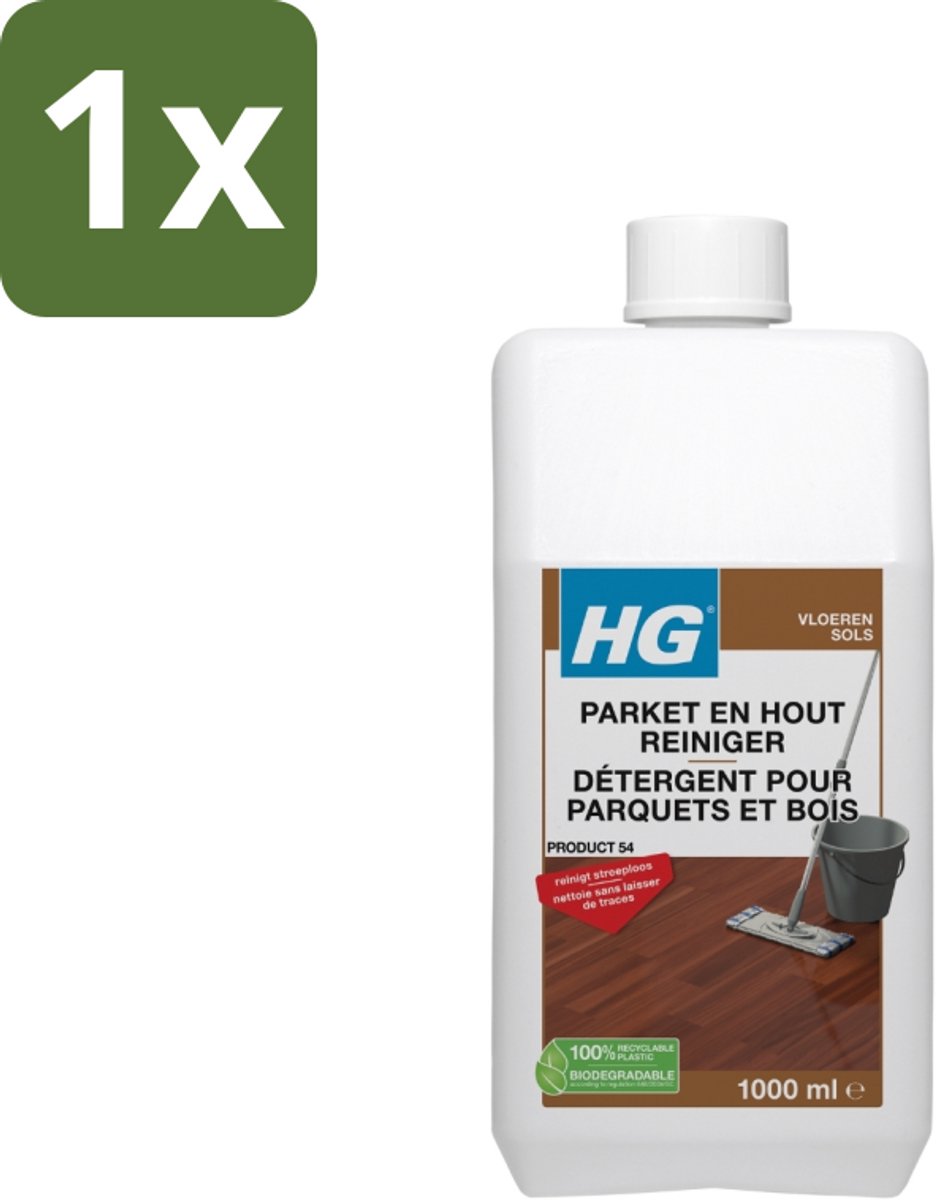 1 x HG Parketreiniger Vloer Polish Cleaner 1 liter - Parket Reinigen - Parket Reiniger - Parket Vloer Reinigen - Parket Reinigen Zonder Strepen - Parket Vloer Onderhoud