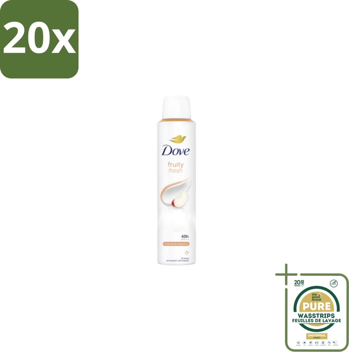 20 x Dove – Deodorant Spray – Fruity Fresh – 200 ml - Grootverpakking - Anti-transpirant Spray - Zweetgeur - Okselgeur - Fris - Fruitig