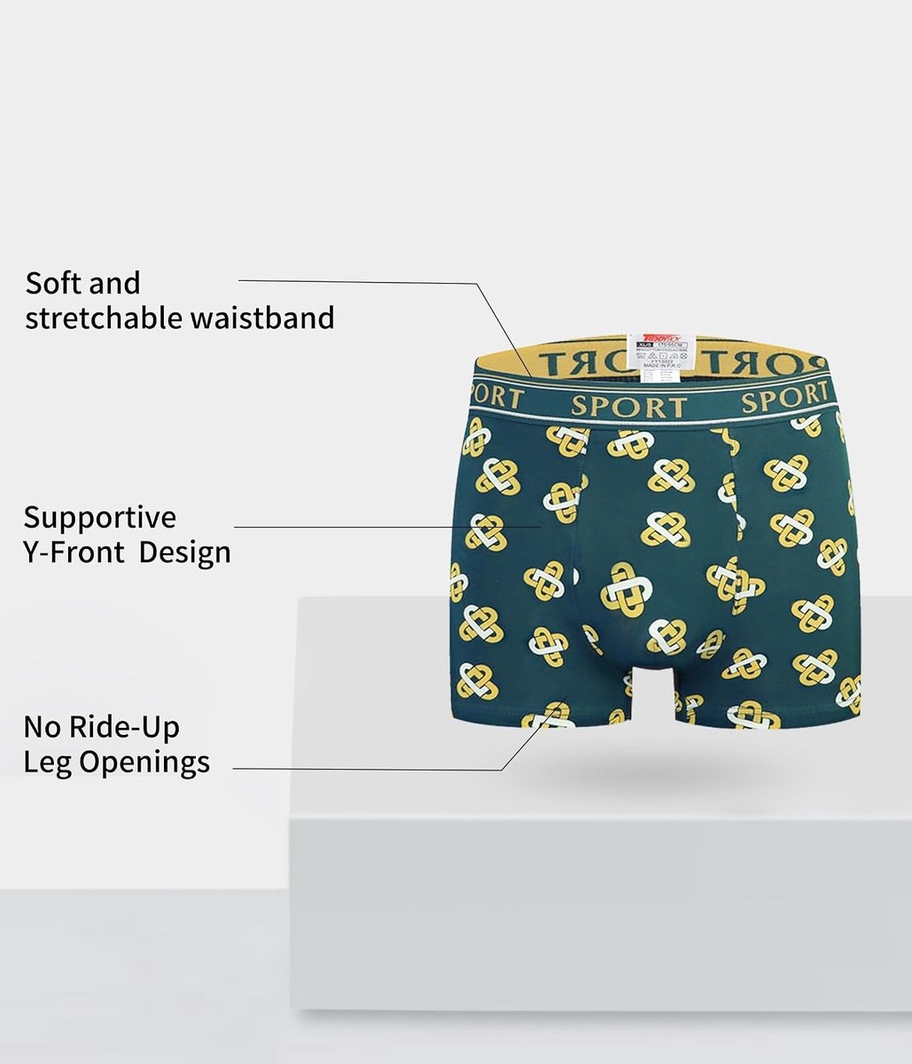 Set van 4 katoenen boxershorts voor heren – comfortabele, ademende en zachte boxers met Y-vormige pasvorm voor dagelijks gebruik