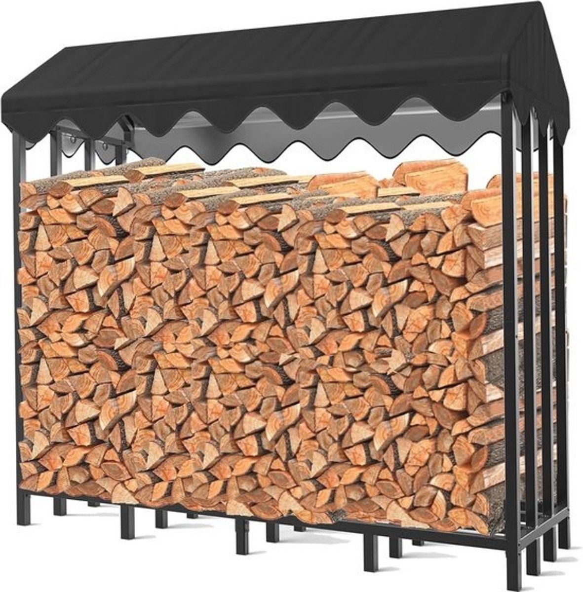 Houten huis voor buiten met beschermhoes - Opslag voor brandhout en gereedschap - 185 x 70 x 185 cm