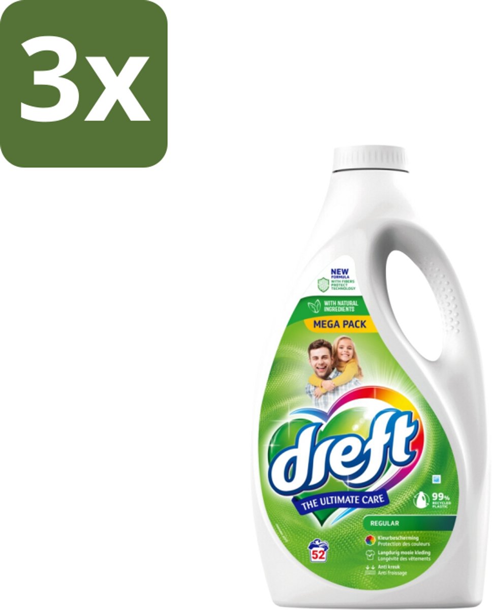 Dreft – Regular – Vloeibaar Wasmiddel – 2,34 liter – 52 wasbeurten - Bulkverpakking - 3 stuks