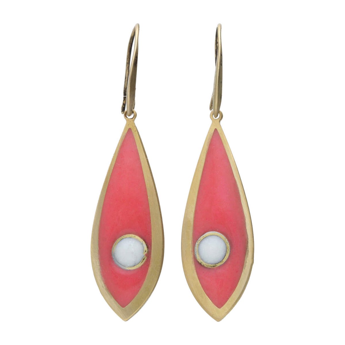 Bela Donaco - Oorbellen – Resin Art – Messing – Roze druppel