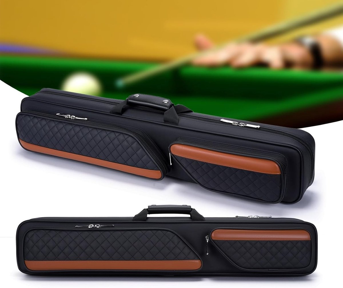 Billiard Koffer voor 3 x 4 Stokken, Waterdichte en Slijtvaste Accessoire Tas met Handvat en Verstelbare Schouderband, Ideaal voor Biljartliefhebbers