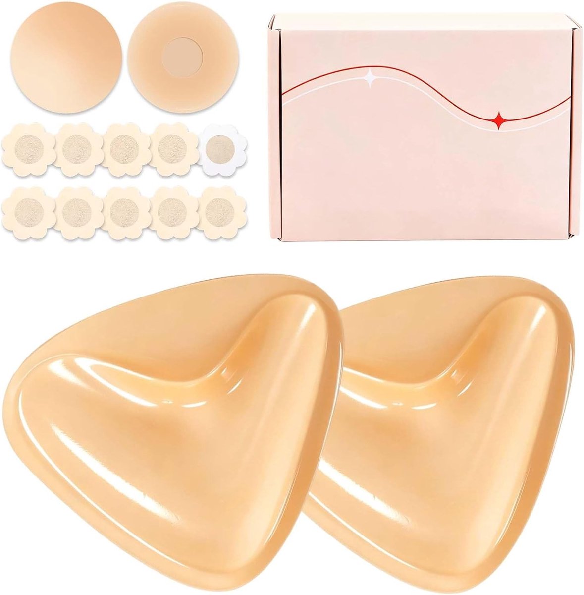 Dubbelzijdige zelfklevende push-up pads, herbruikbare beha-inzetstukken voor extra volume, ideaal voor cup A-B en perfecte ondersteuning