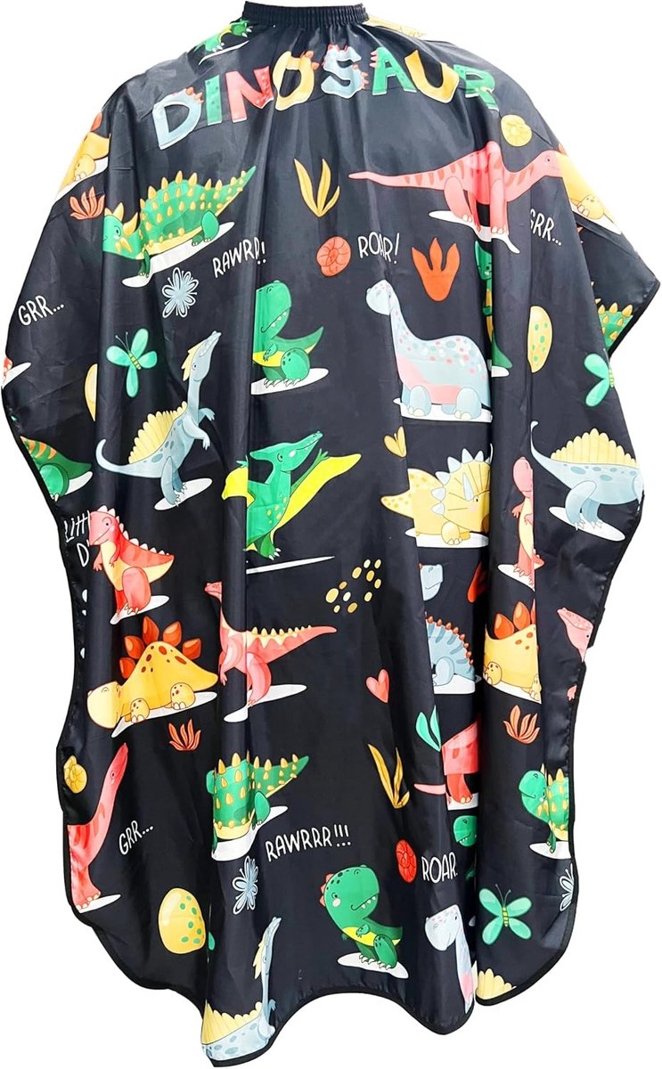 Kappercape voor Kinderen met Multicolor Dinosaurus Cartoon, Ideaal voor Kappers en Thuisgebruik